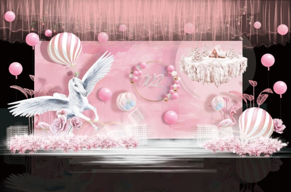 粉色浪漫城堡童话婚礼效果图