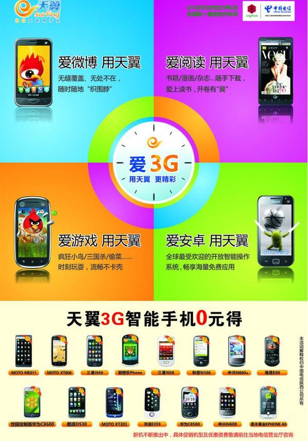 电信3g应用形象海报图片