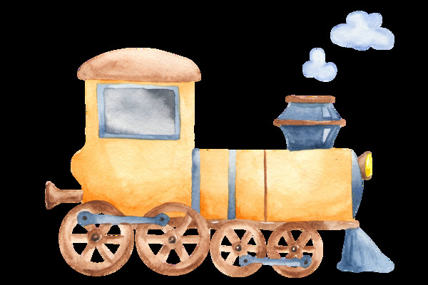 水彩玩具小火车