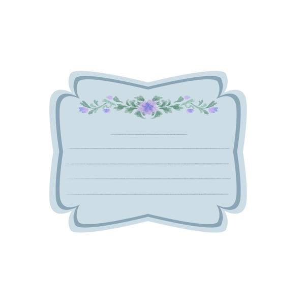 手绘植物蓝紫小花边框设计元素