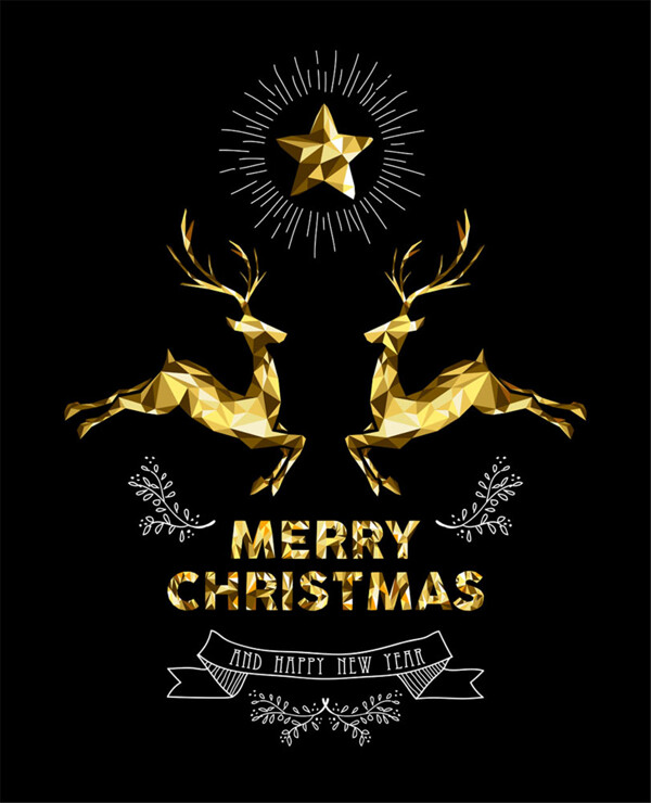 金色麋鹿圣诞背景图片
