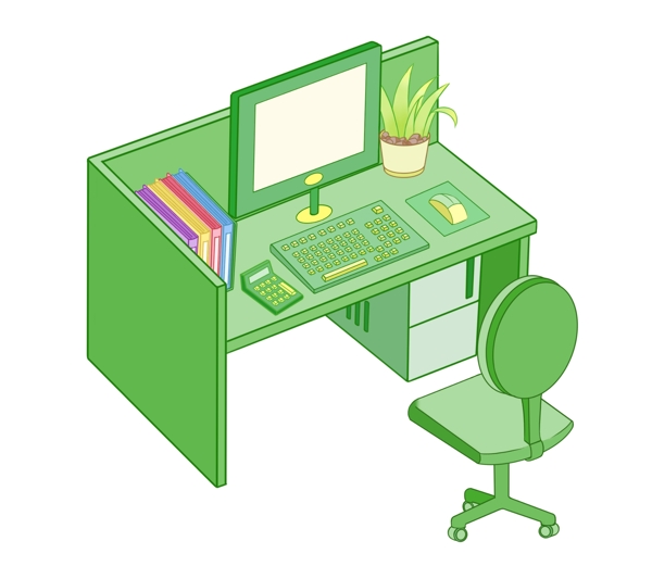 绿色办公桌椅