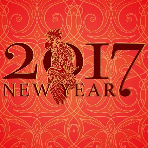 中国风鸡年新年矢量素材2017