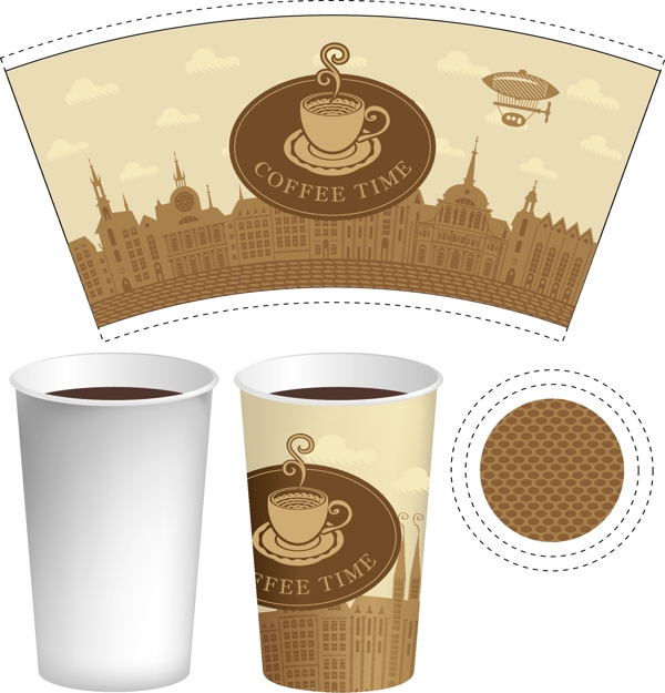 纸质咖啡杯子包装创意矢量素材