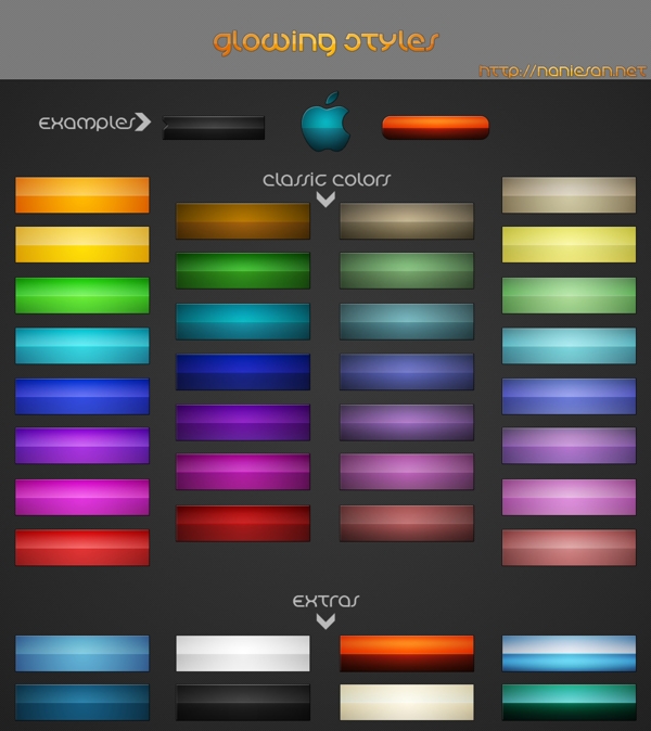 时尚的色彩鲜艳的WebUI按钮组PSD