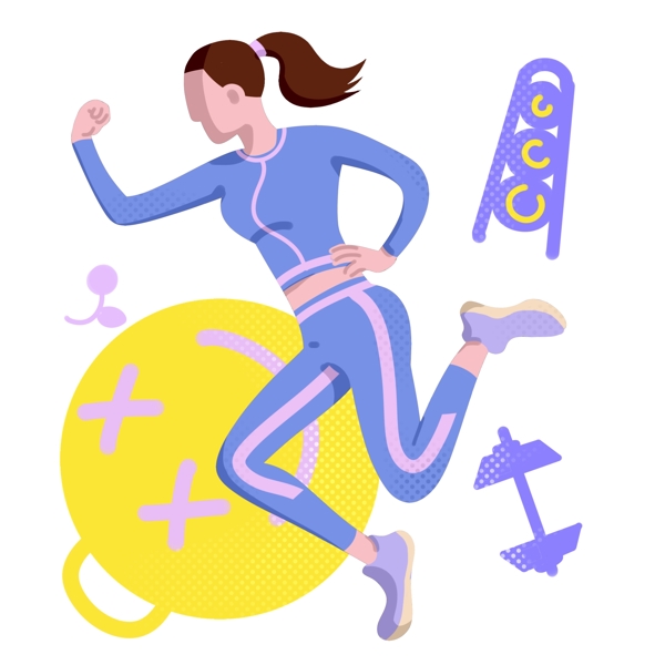 运动健身瑜伽球插画
