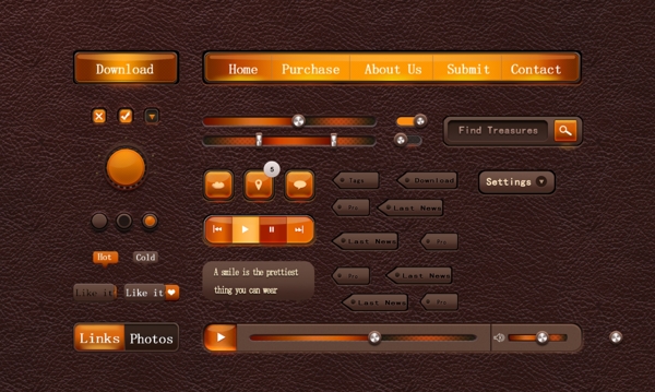 橙色质感工具包PSD分层