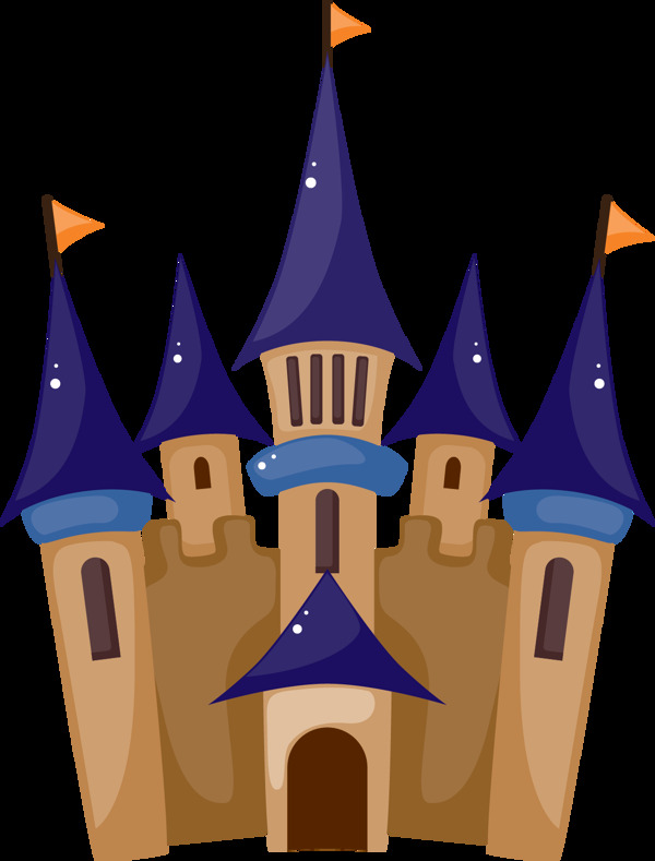 卡通动画城堡png元素素材