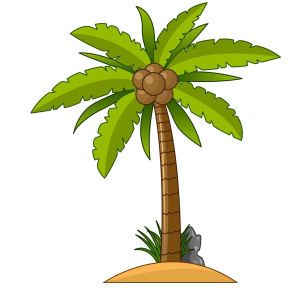 卡通绿色棕榈树可商用素材