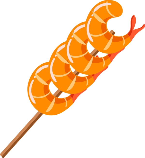手绘海鲜串串基围虾