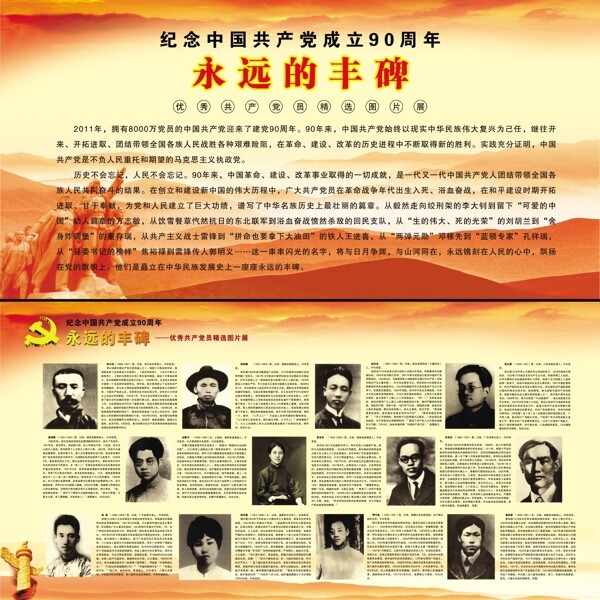 纪念中国成立90周年图片展板