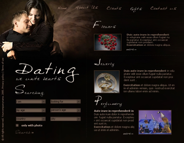 黑色爱情主题网页模板