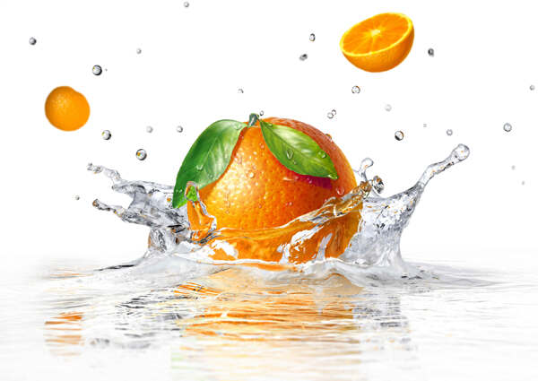 高清橙子落水图片