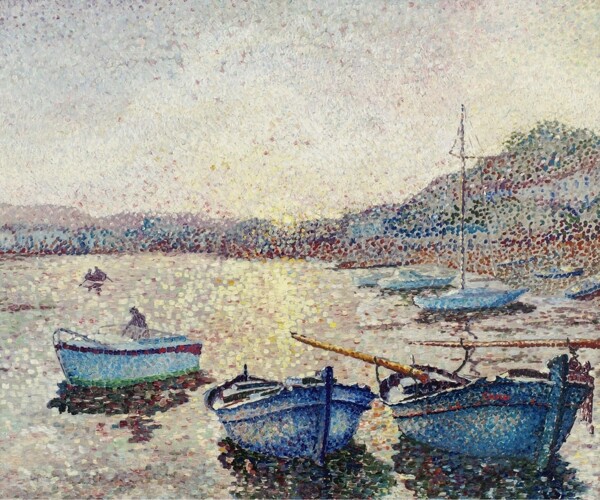 YvonneCanuHarborSunset画家风景画静物油画建筑油画装饰画