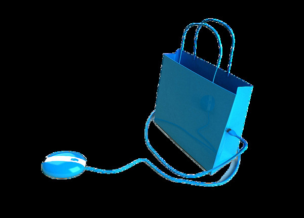 鼠标连接购物袋免抠png透明素材