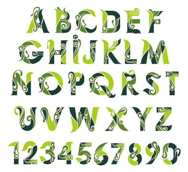绿色花纹字母字体