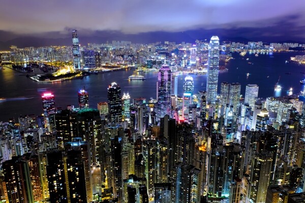 上海城市夜景鸟瞰图片