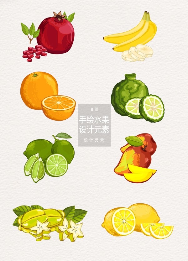 矢量手绘水果设计元素