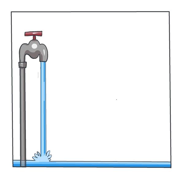 手绘水龙头边框插画