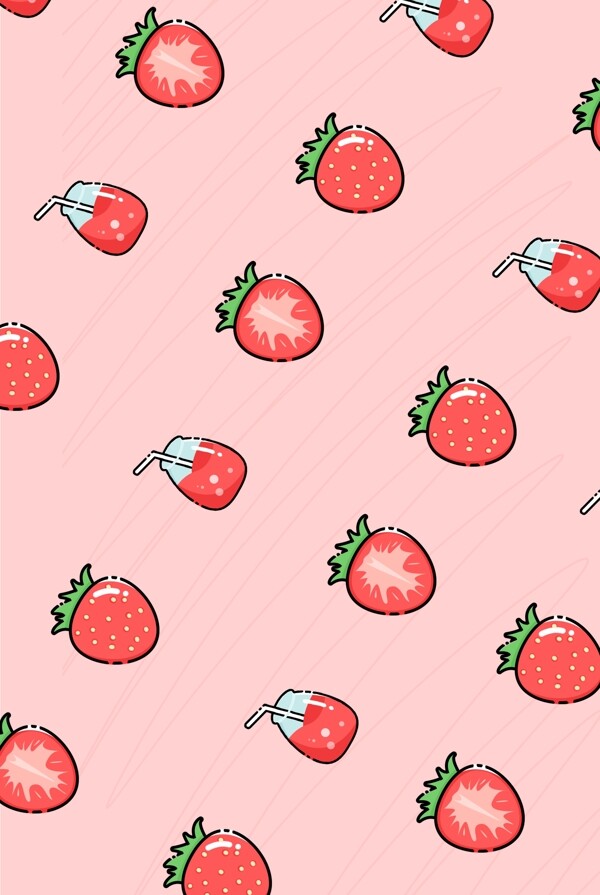 草莓底纹背景海报