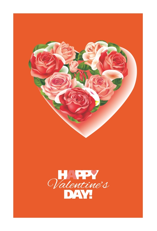 橙色玫瑰花情人节海报背景素材