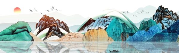 山水风景晶瓷画图片