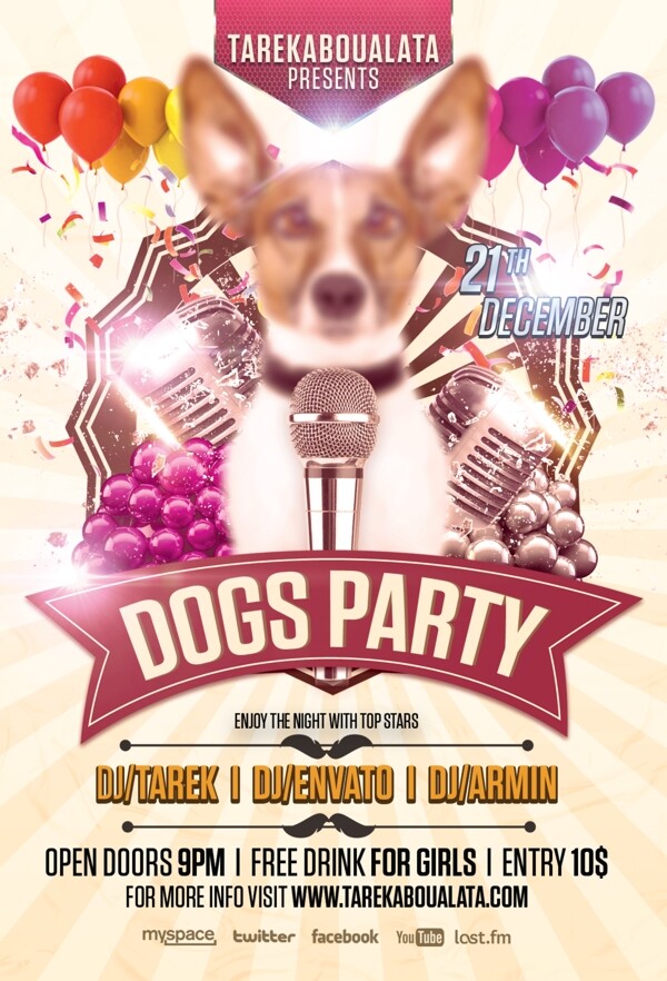 DogsParty酒吧平面素材创意海报