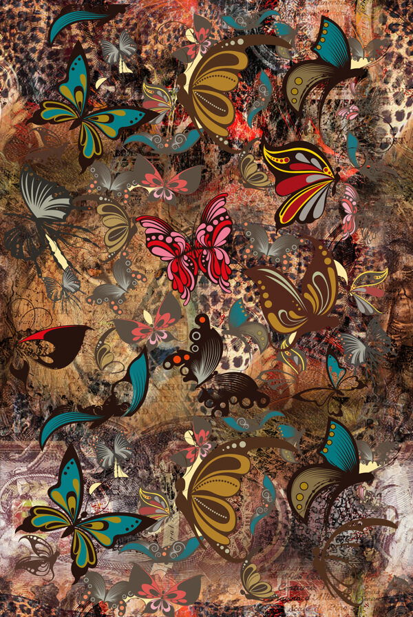 豹纹底图蝴蝶图案