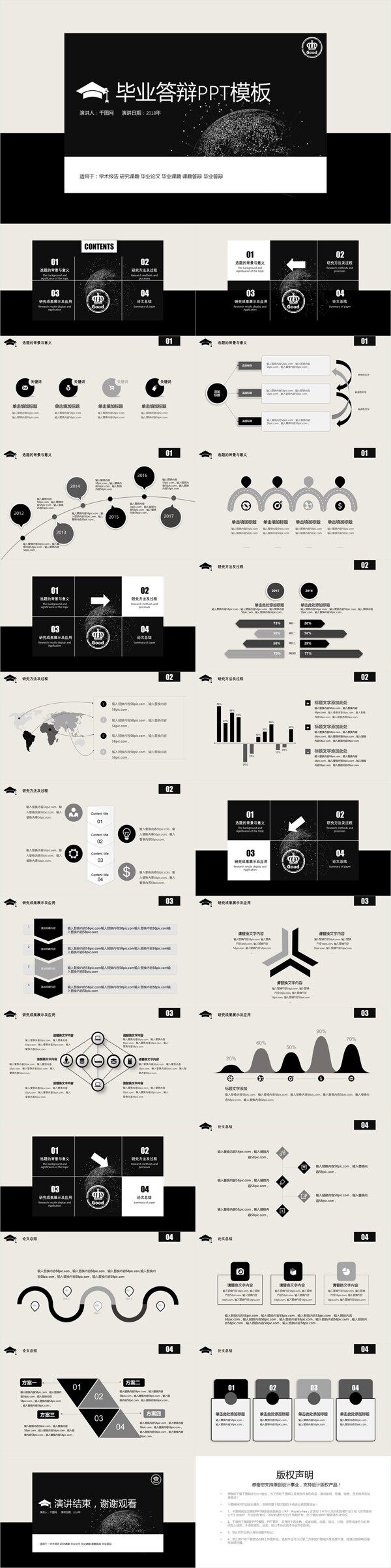 黑色极简风毕业答辩PPT模板
