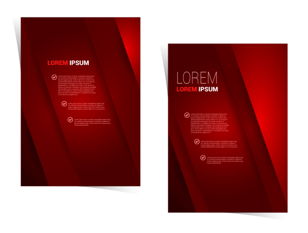 手册模板设计与深红色背景自由向量
