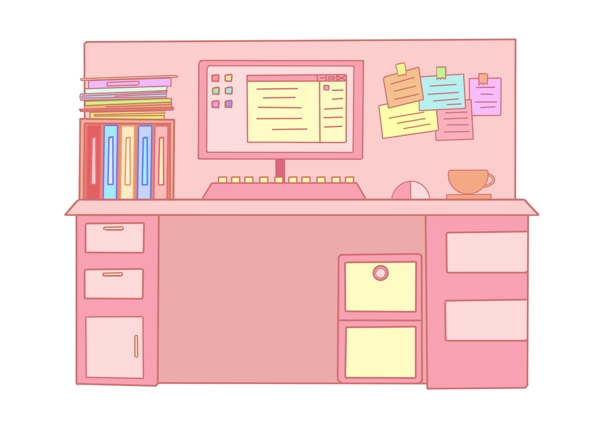粉色办公桌子