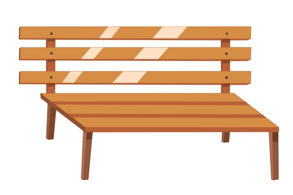 公园的木质椅子插画