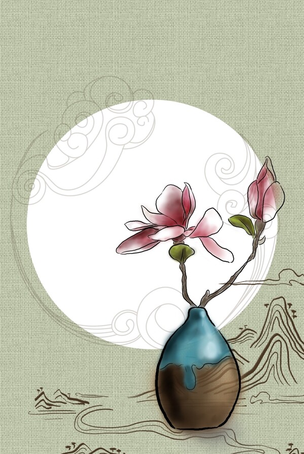 工笔画古典花卉传统古风海报