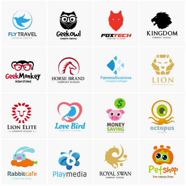 彩色动物标志logo矢量素材