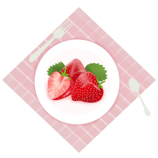 草莓水果插画png元素