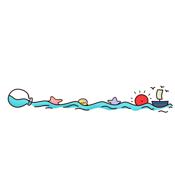 海水分割线的插画