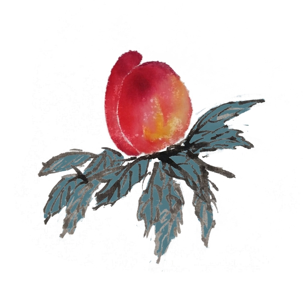 夏季新鲜水果桃子手绘插画