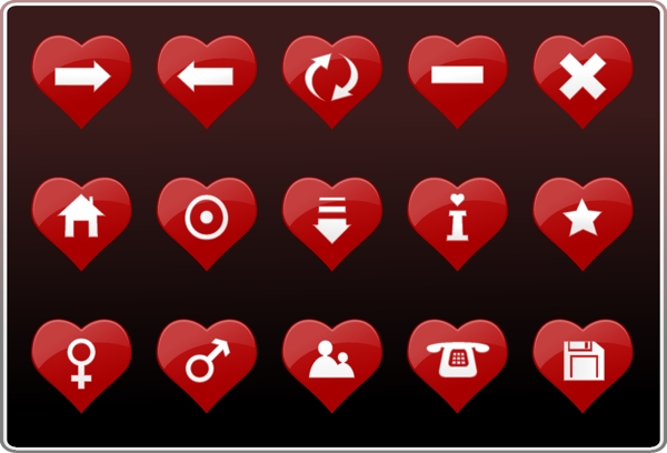 红色的心WebUI图标矢量集