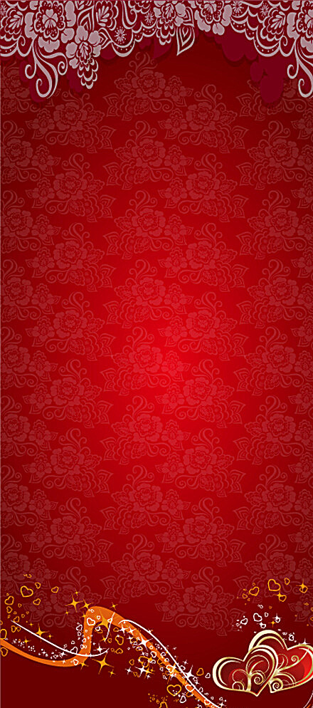 红色展架心形素材图片