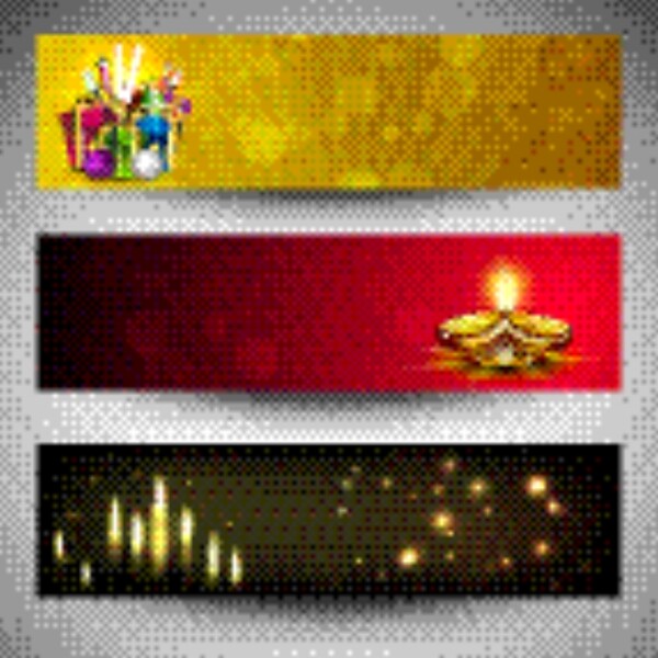 网站标题或横幅印度教节日排灯节为社区或排灯节EPS10