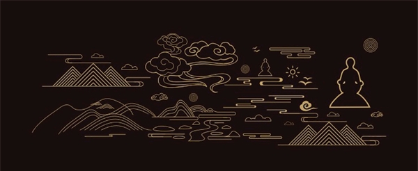 禅佛山水云纹传统元素图片