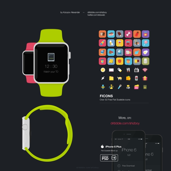 扁平化苹果手表UI界面