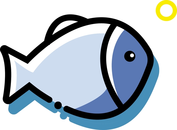 蓝白鱼mbe卡通可爱海洋动物元素