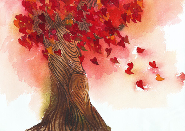 秋天秋叶树漫画图片
