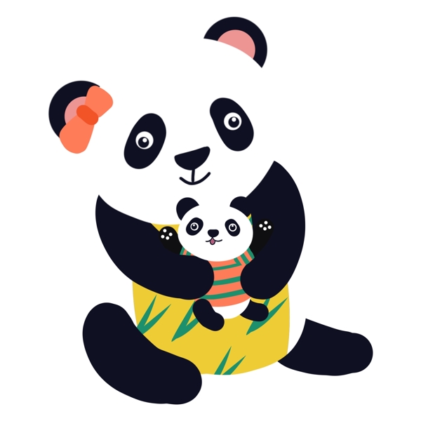 卡通熊猫母子图片