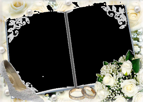 白玫瑰不规则婚礼边框免抠png透明素材