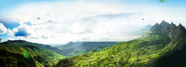 蓝天青山淘宝全屏banner背景