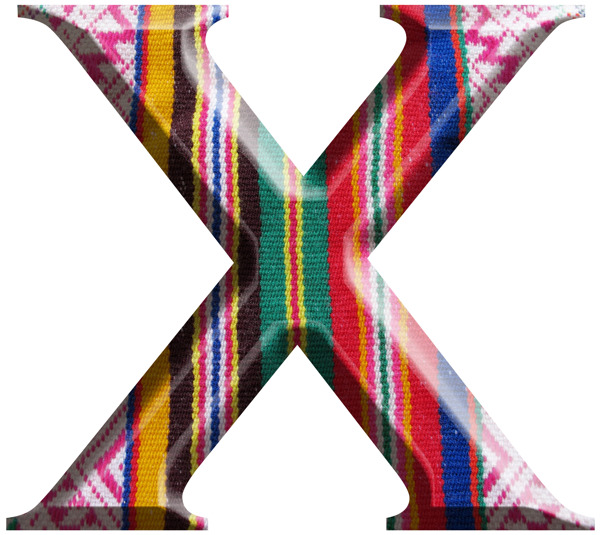 字母x手工制作的羊毛织物