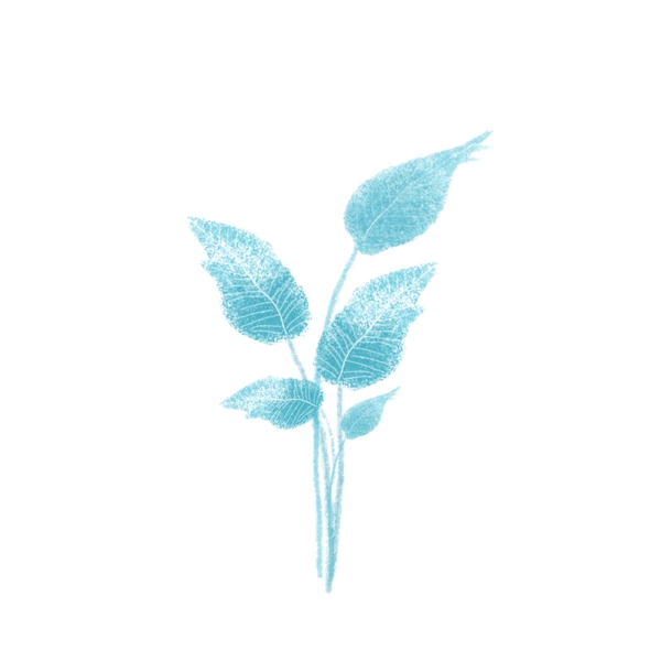 蓝色植物水彩手绘