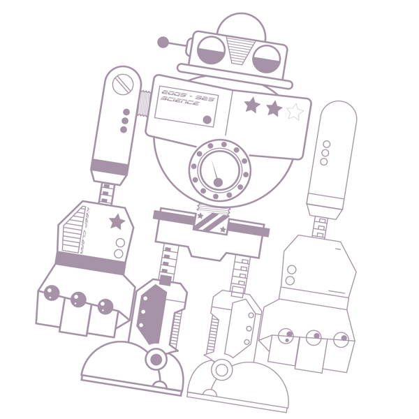 印花矢量图可爱卡通色彩灰色机器人免费素材